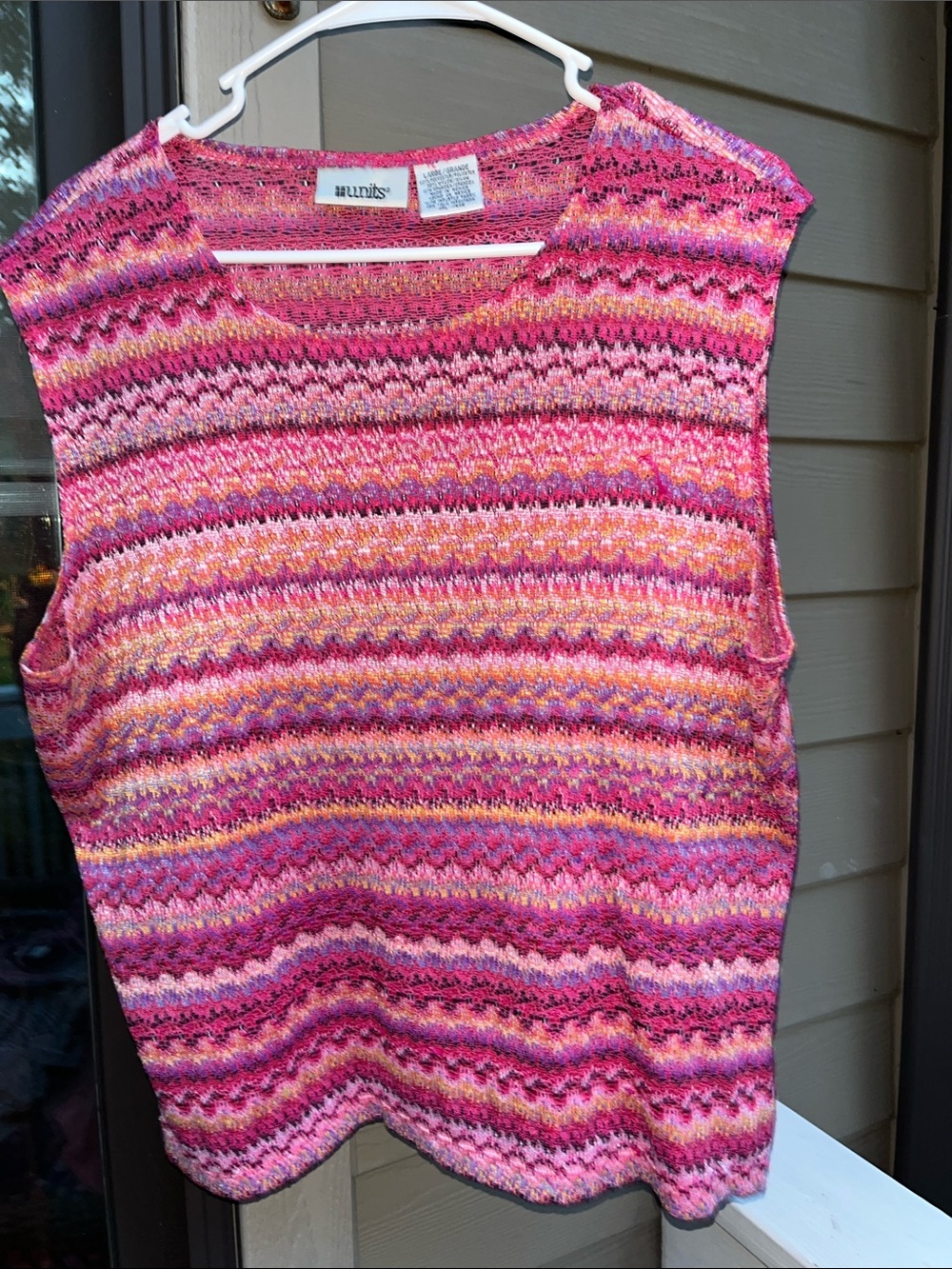 Sleeveless Pink Multi-Stripe Knit Tank Top by All Units